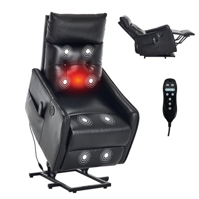 KWPZQEB Power Lift Chair, Single Motor Recliner Chair w/ USB Charging Port & Heavy Duty Motion Mechanism, Massage & Heat for Elderly
