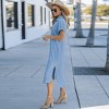 Women's Denim Button Front Side Slit Shirt Midi Dress -Cupshe - 4 of 4