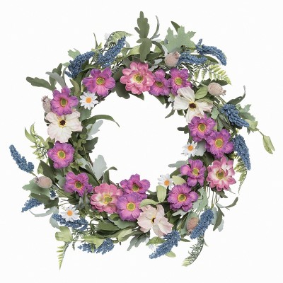 Transpac Fabric 24" Blue Spring Lavender Wreath