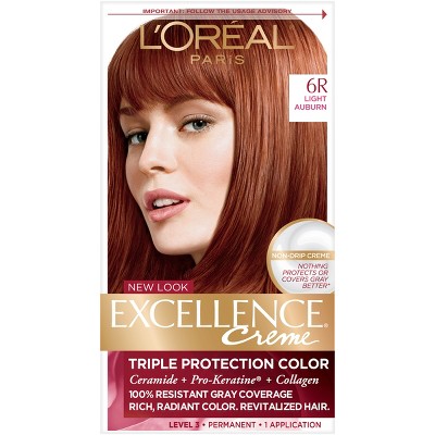 L'Oreal Paris Excellence Triple Protection Permanent Hair Color - 18 fl oz - 6R Light Auburn - 1 kit