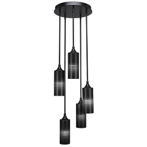 Toltec Lighting Empire 5 - Light Pendant in  Matte Black with 4" Black Matrix Shade - 1 of 1