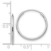 Black Bow Jewelry 1.5mm, 14k White Gold Endless Hoop Earrings, 20mm (3/4 Inch) - 3 of 4