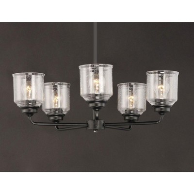 Acadia Seedy Glass Black 5-Light Adjustable Chandelier