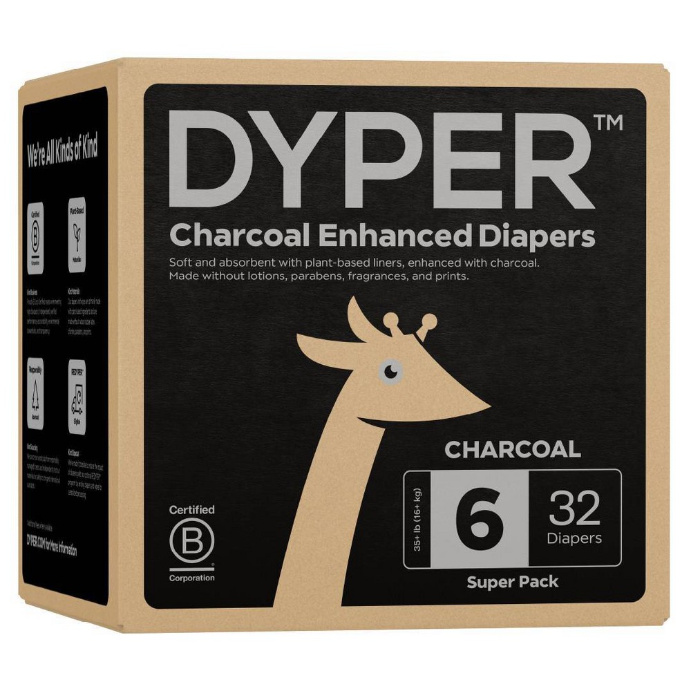 Photos - Nappies DYPER Charcoal Enhanced Disposable Diapers - Size 6 - 32ct