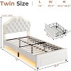 Double-size Bed Frame with Adjustable Headboard Featuring Crystal Buttons, Princess-style Platform Bed for Girls, Solid Wood Slats No Mattress Needed - 2 of 4