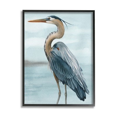 Stupell Industries Heron Bird on Beach Framed Giclee Art