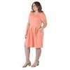 24seven Comfort Apparel Plus Size Scoop Neck Knee Length Pleated Pocket Dress - 2 of 4