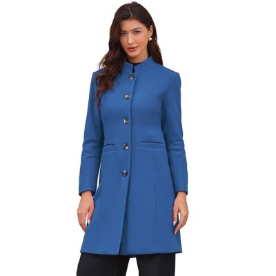 INSPIRE CHIC Women's Winter Single Breasted Stand Collar Mid-Long Commuting Wear Overcoat