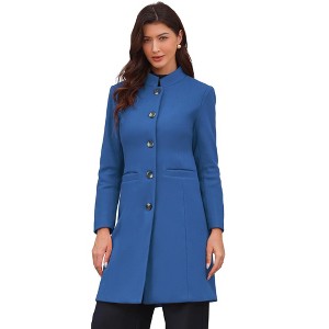 INSPIRE CHIC Women's Winter Single Breasted Stand Collar Mid-Long Commuting Wear Overcoat - 1 of 4
