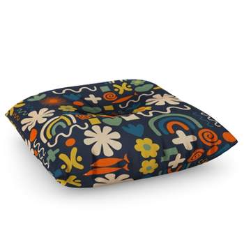 Kierkegaard Design Studio Cute Miscellany Rainbow Floral Square Floor Pillow - Deny Desings