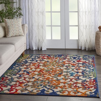 Multicolor Round Synthetic Flat Woven Area Rug