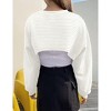 Womens Pullover Crochet Sweater Crew Neck Cropped Tops Shrugs Waffle Knit Crochet See Through Knit Top Cover Ups - 2 of 4