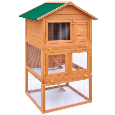 vidaXL Rabbit Hutch Brown Pine Wood Large Durable Rabbit Hutch