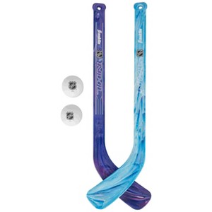 NHL Mini Hockey Goal Stick & Ball Toy Hockey Set - 4pc Light Blue Swirl/Dark Blue Swirl - 1 of 4