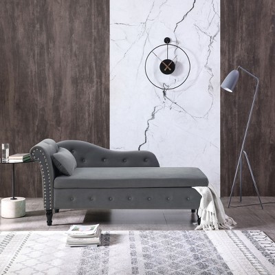 NicBex Velvet Buttons Tufted Nailhead Recliner Sofa with Multifunctional Storage,Upholstered Sleeper Chair for Living Room,Bedroom