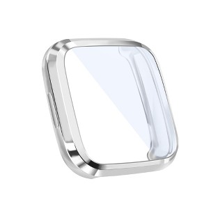 Insten Screen Protector Compatible with Fitbit Versa 2 Smartwatch, with Soft TPU Rubber All-Around Shock-Resistant Bumper Case, Silver - 1 of 4