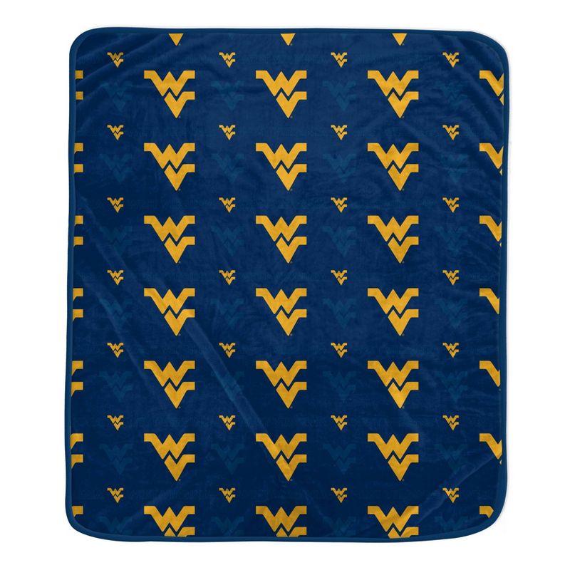 NCAA West Virginia Mountaineers Repeat Tonal Logo Fleece Throw Blanket, 1 of 2