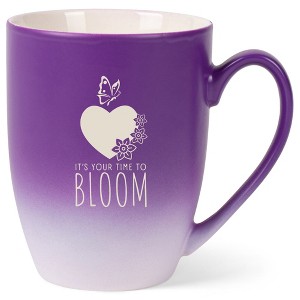 Elanze Designs It's Your Time To Bloom 12 Ounce Ceramic Laser-Etched Engraved Drinkware Mug, Purple and White Ombre - 1 of 4