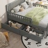 Twin Size Wood Platform Bed, Bed with Guardrails on Both Sides and 2 Storage Drawers, Modern Design Platform Bed with Pinewood Frame-Baofuwish - 3 of 4