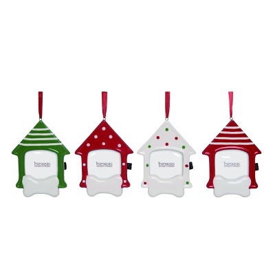 Transpac Dolomite 5 in. Multicolor Christmas Dog House Ornament Set of 4