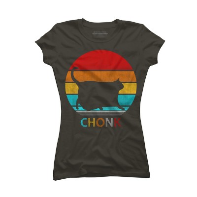 Junior's Design By Humans Vintage Chonk Cat Silhouette By ZeusSE T-Shirt
