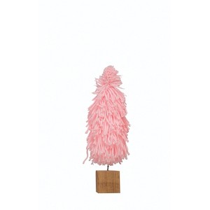 Storied Home Fabric Yarn Tree with Wood Block Base, Pink - 1 of 2