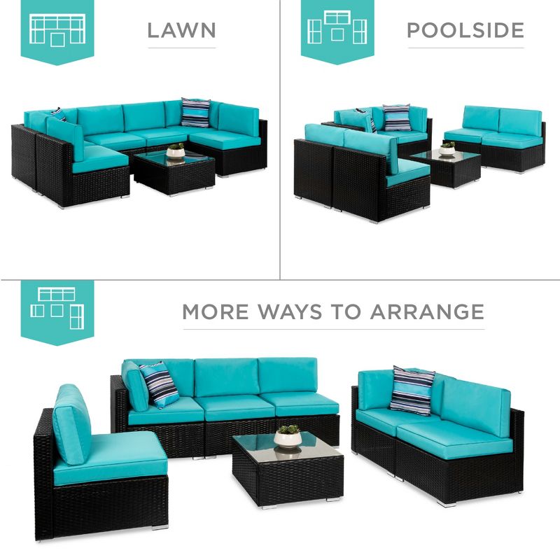 Best Choice Products 7-Piece Outdoor Modular Patio Conversation Furniture, Wicker Sectional Set, 4 of 12