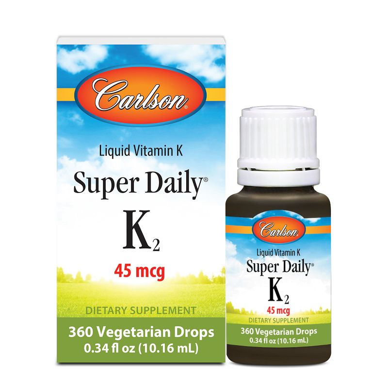 Carlson - Super Daily K2, 45 mcg, Vitamin K Drops, K2 as MK-7, Vegetarian, Unflavored, 1 of 6