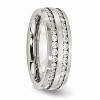 Black Bow Jewelry 7mm Stainless Steel And Cubic Zirconia Double Row Band - 4 of 4