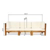GDFStudio Keith 90.75" Outdoor Acacia Wood 3 Seater Sofa with Cushions - 3 of 4