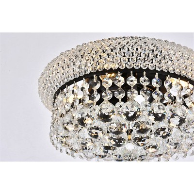 Primo 12-Inch Black and Crystal Flush Mount Light Fixture