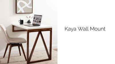 White and Walnut Wall-Mounted Folding Dining Table
