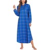 Ekouaer Women's Nightgown Long Sleeve Nightshirt Full Length Loungewear Plaid Sleepwear With Pockets - 3 of 4