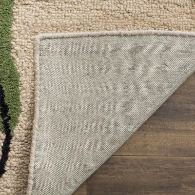 Handmade Beige and Multi Floral Tufted Wool Area Rug 4' x 6'