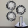 Northlight Set of 3 Floral Sunburst Brushed Silver Round Mirrors 9.5" - 2 of 2