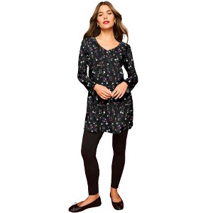 Roaman's Plus Size Cotton Ultimate Long Sleeve V-Neck Tunic - 1 of 4