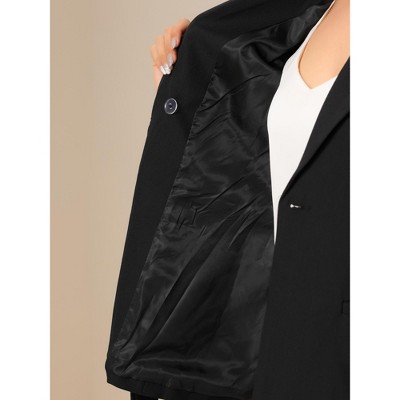 Allegra K Women's Lapel Long Sleeve Belted Blazer Large Black — фото 5