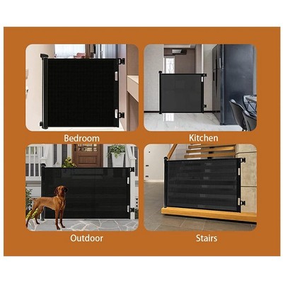 Black Retractable Mesh Pet Gate for Stairs and Doorways