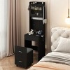 Small Vanity Desk with Mirror and LED Lights, Makeup Table with Charging Station and Storage Shelves, Black - 2 of 4