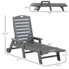 Outdoor Chaise Lounge Chair, Waterproof Pool Furniture with Reclining Adjustable Backrest & Wheels for Beachning, Poolside, Patio - 3 of 4