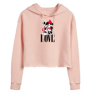Women's - Disney - Mickey and Minnie Mouse Love Cropped Graphic Hoodie - 1 of 2