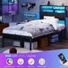 Furnulem Bed Frame with 2 Storage Drawers Headboard LED Charging Station Black oack - 2 of 4
