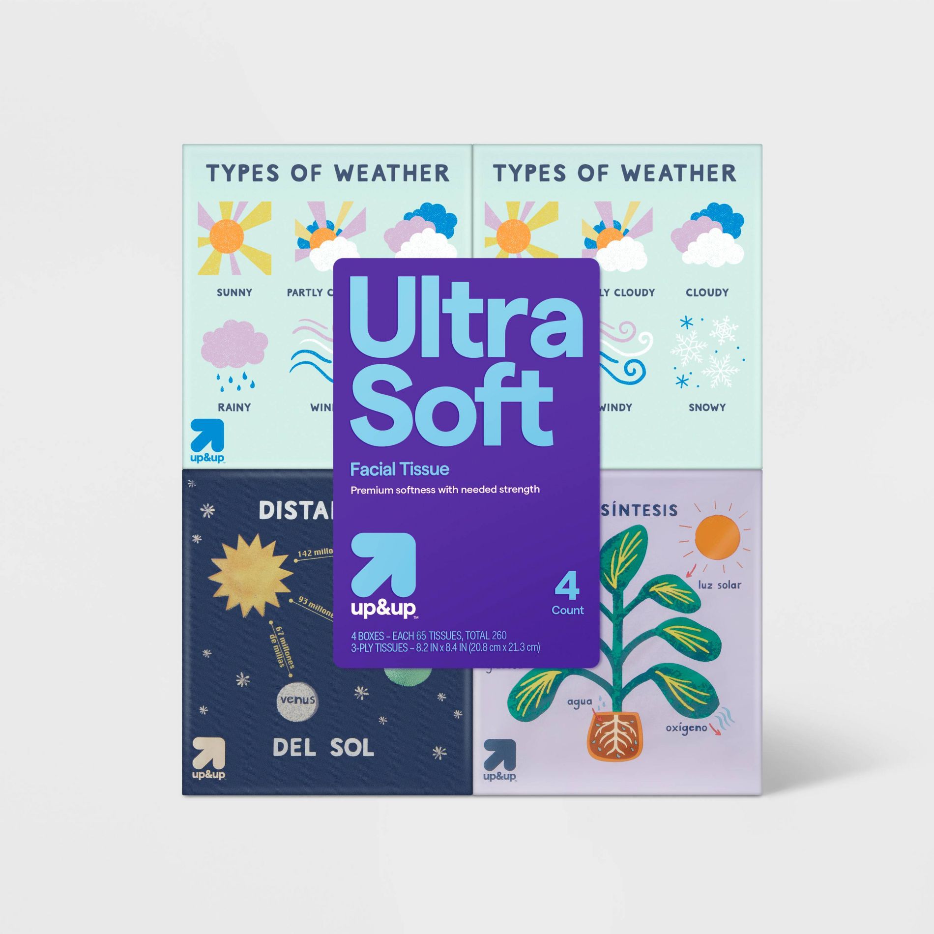 Ultra Soft Facial Tissue - Back-to-School Designs - up&up™