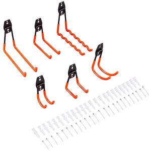 The Lakeside Collection 6-Pc. Set of Orange Garage Hooks 6 Pieces - 1 of 3