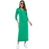 Coolmee Women Casual Maxi Dress Quarter-Zip Neck 3/4 Sleeve Slim Slit Pullover Hoodie Long Dress with Front Pocket - 2 of 4