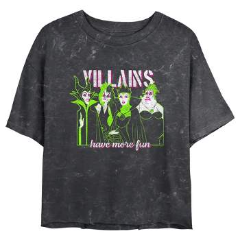 Juniors Womens Disney Villains Have More Fun Mineral Wash Crop T-Shirt