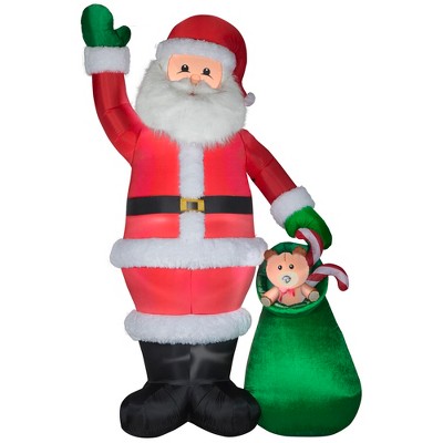 Gemmy Christmas Airblown Inflatable Mixed Media Santa w/Toy bag, 9 ft Tall, Multi