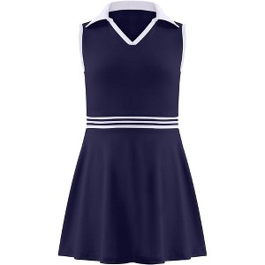 Youth Girls Golf Polo Tennis Dress with Shorts Outfits Kids Tennis Active Sports Dress Set Activewear - 1 of 4