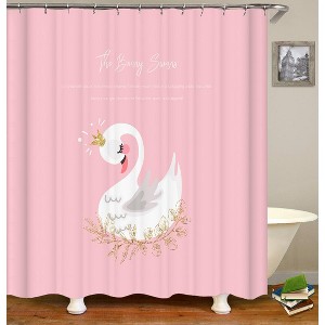 White Swan Shower Curtains for Bathroom Waterproof Fabric Bath Curtain Durable Soft Stylish Bathroom Decor 72x72 Inch - 1 of 1