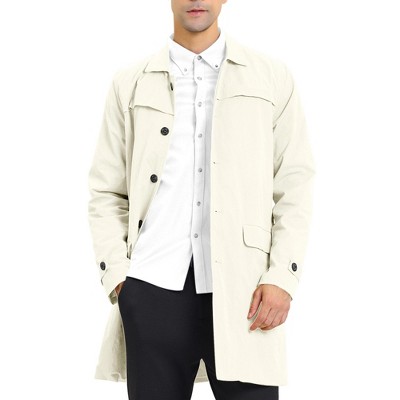 Lars Amadeus Men's Lightweight Solid Color Single Breasted Overcoat